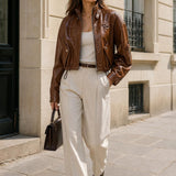 Blouson similicuir brillant Éléonore
