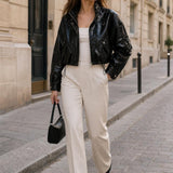 Blouson similicuir brillant Éléonore