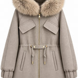 Veste à capuche bordée de fausse fourrure