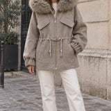 Veste à capuche bordée de fausse fourrure