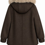 Veste à capuche bordée de fausse fourrure