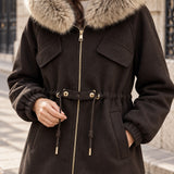 Veste à capuche bordée de fausse fourrure