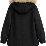 Veste à capuche bordée de fausse fourrure