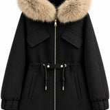 Veste à capuche bordée de fausse fourrure