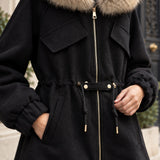 Veste à capuche bordée de fausse fourrure