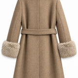 Veste ceinturée à finitions fausse fourrure