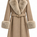 Veste ceinturée à finitions fausse fourrure