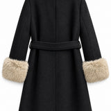 Veste ceinturée à finitions fausse fourrure