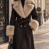 Veste longue en drap de laine