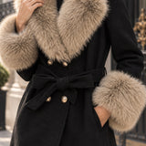 Veste longue en drap de laine