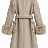 Veste ceinturée col fourrure