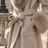 Veste ceinturée col fourrure