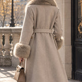 Veste ceinturée col fourrure
