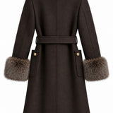 Veste ceinturée col fourrure