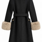 Veste ceinturée col fourrure