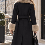 Veste ceinturée col fourrure