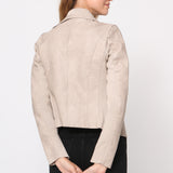 Blouson simili cuir col revers bord coté S6571