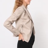 Blouson simili cuir col revers bord coté S6571