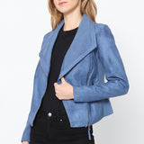 Blouson simili cuir col revers bord coté S6571