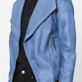 Blouson simili cuir col revers bord coté S6571