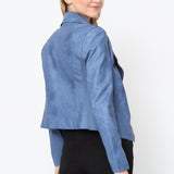 Blouson simili cuir col revers bord coté S6571
