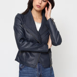 Blouson simili cuir col revers bord coté S6571