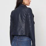 Blouson simili cuir col revers bord coté S6571