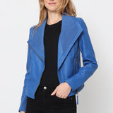Blouson simili cuir col revers bord coté S6571