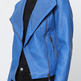 Blouson simili cuir col revers bord coté S6571