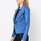 Blouson simili cuir col revers bord coté S6571