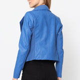 Blouson simili cuir col revers bord coté S6571