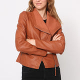 Blouson simili cuir col revers bord coté S6571
