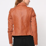 Blouson simili cuir col revers bord coté S6571
