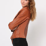 Blouson simili cuir col revers bord coté S6571