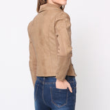 Blouson simili cuir col revers bord coté S6571