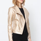Blouson simili cuir col revers bord coté S6571