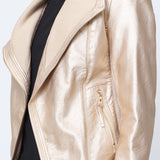 Blouson simili cuir col revers bord coté S6571