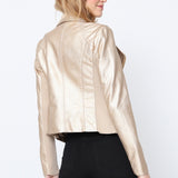Blouson simili cuir col revers bord coté S6571