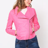 Blouson simili cuir col revers bord coté S6571