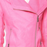 Blouson simili cuir col revers bord coté S6571