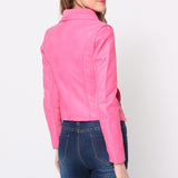 Blouson simili cuir col revers bord coté S6571