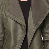 Blouson simili cuir col revers bord coté S6571