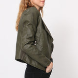Blouson simili cuir col revers bord coté S6571