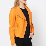 Blouson simili cuir col revers bord coté S6571