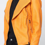 Blouson simili cuir col revers bord coté S6571
