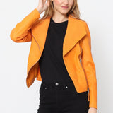 Blouson simili cuir col revers bord coté S6571