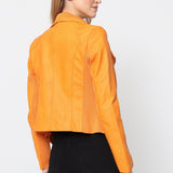 Blouson simili cuir col revers bord coté S6571