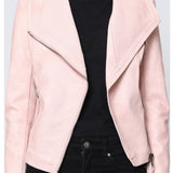 Blouson simili cuir col revers bord coté S6571