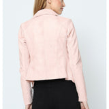 Blouson simili cuir col revers bord coté S6571