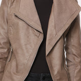 Blouson simili cuir col revers bord coté S6571